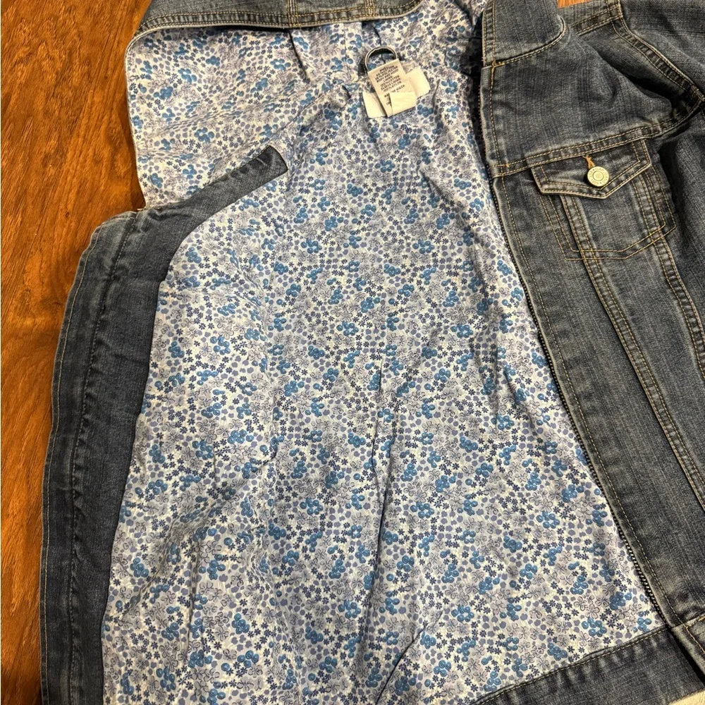 GAP Kids Blue Denim Jacket with Floral Lining